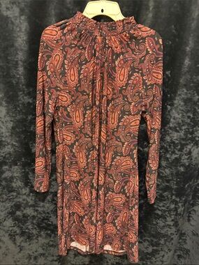 Tommy Hilfiger Paisley Long Sleeve Dress - Red on Black